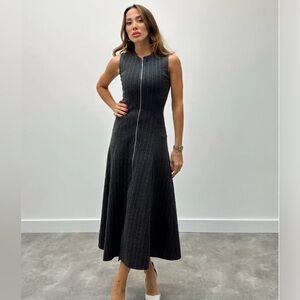 Zara Pinstripe Sleeveless Midi Dress (Size S)